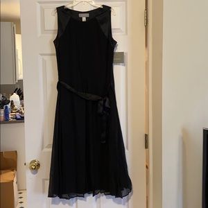 NWT Silk Black Sleeveless Mid-Length Dress